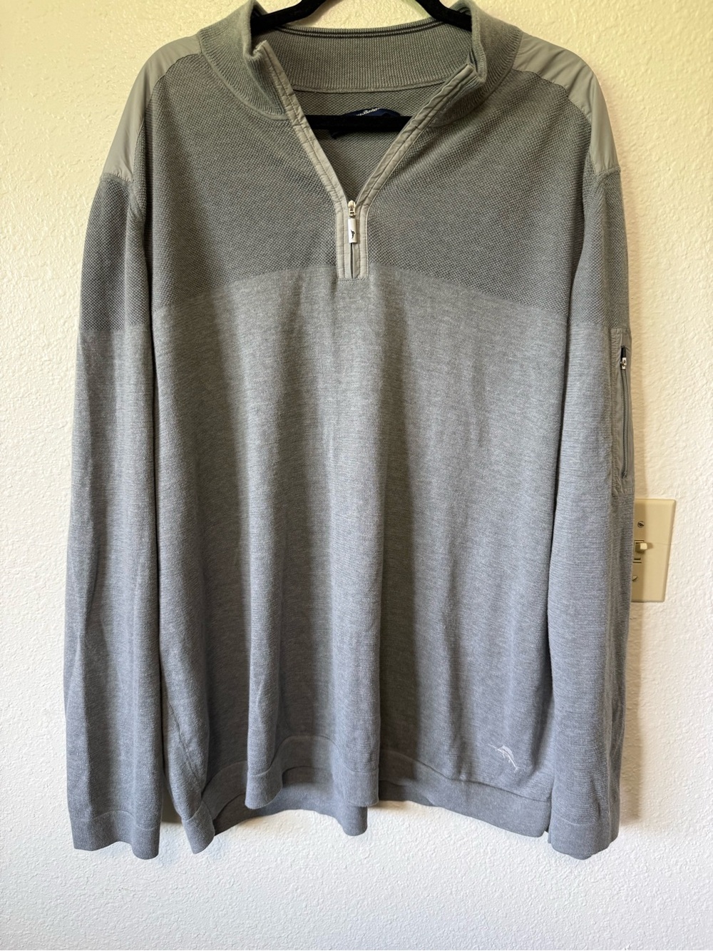 Tommy Bahama Light Gray Half-Zip Sweater